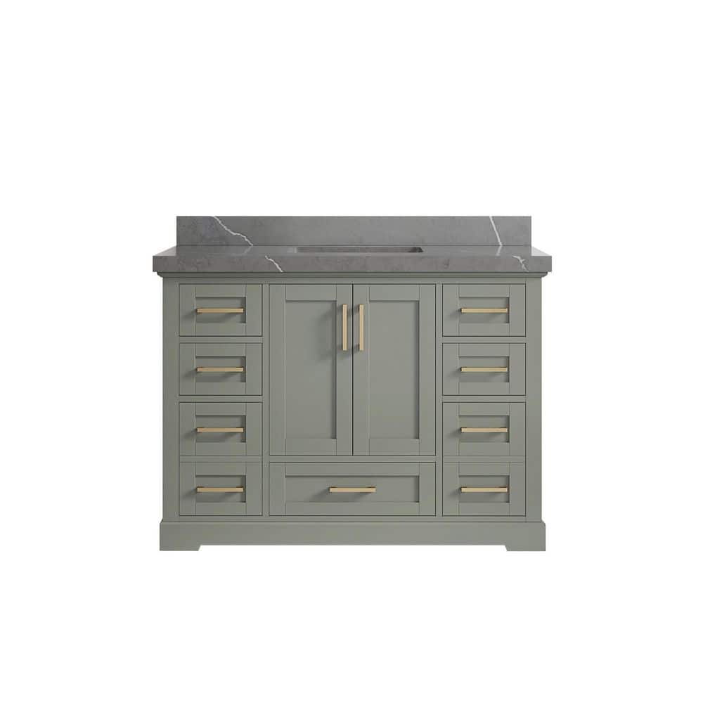 Willow Collections Boston 48 in. W x 22 in. D x 36 in. H Single Sink Bath Vanity in Evergreen with 2 in. Pearl Gray Quartz Top -  BST_EGNPTR48S
