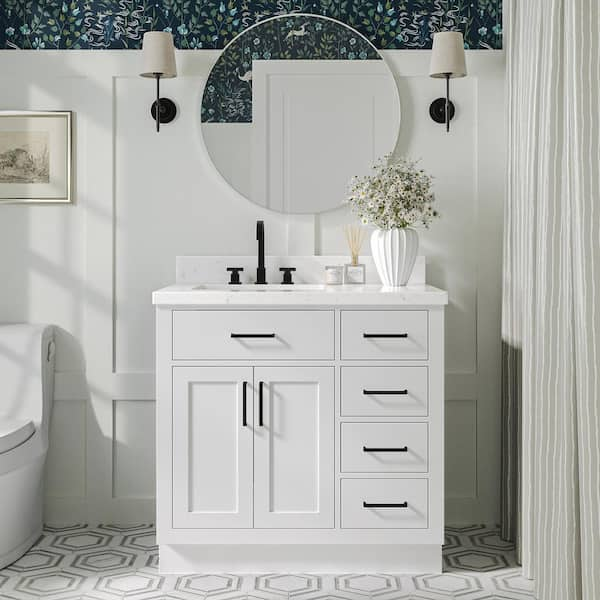 ARIEL Hepburn 36 in. W x 22 in. D x 36 in. H Single Sink Freestanding ...