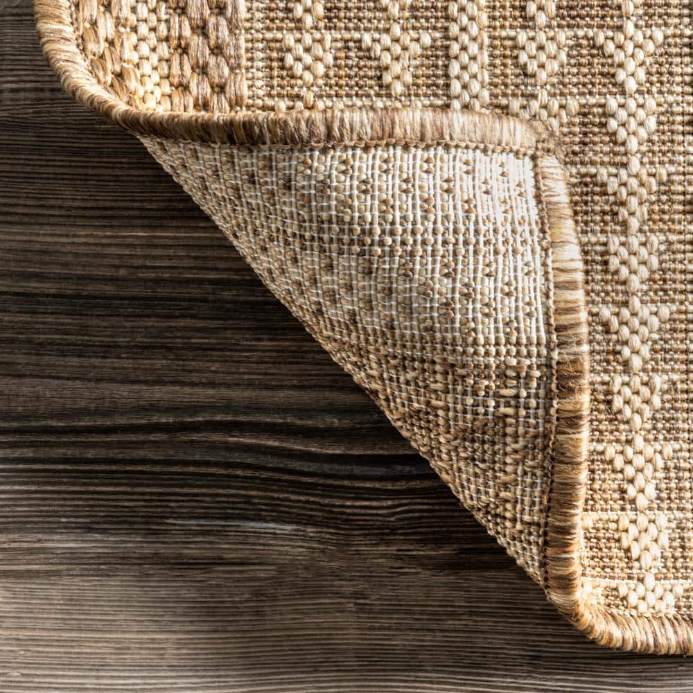 Tribal Geometric Light Brown Indoor/Outdoor Area Rug 7x9