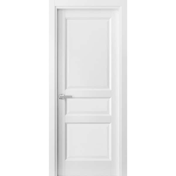 1431 42 in. x 80 in. Left-Hand/Inswing Solid White Single Prehung Interior Door with Hardware