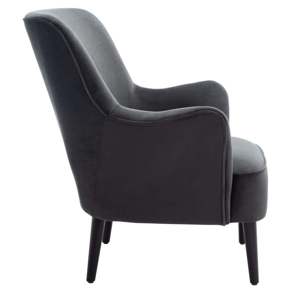 Arlyss Black Velvet Mid-Century Modern Accent Chair