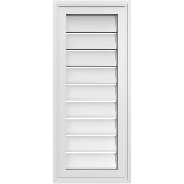 Ekena Millwork 12" x 28" Vertical Surface Mount PVC Gable Vent: Functional with Brickmould Frame