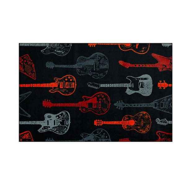 Mohawk Home Guitar Montage Red 5 ft. x 8 ft. Area Rug