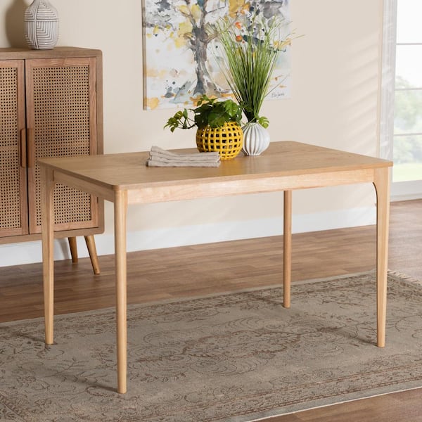 Baxton Studio Sherwin Natural Oak Wood 4-Legs Dining Table Seats 4