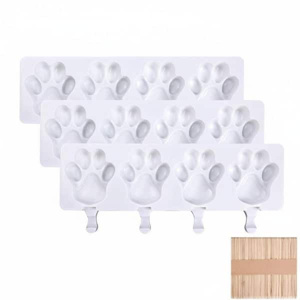 Bear Paw Popsicle Molds with Silicone 4 Cavity Ice Cream Mold, Easy Release, 3 pcs