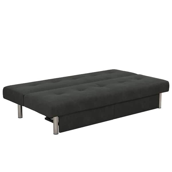 Sydney Gray Microfiber Storage Futon