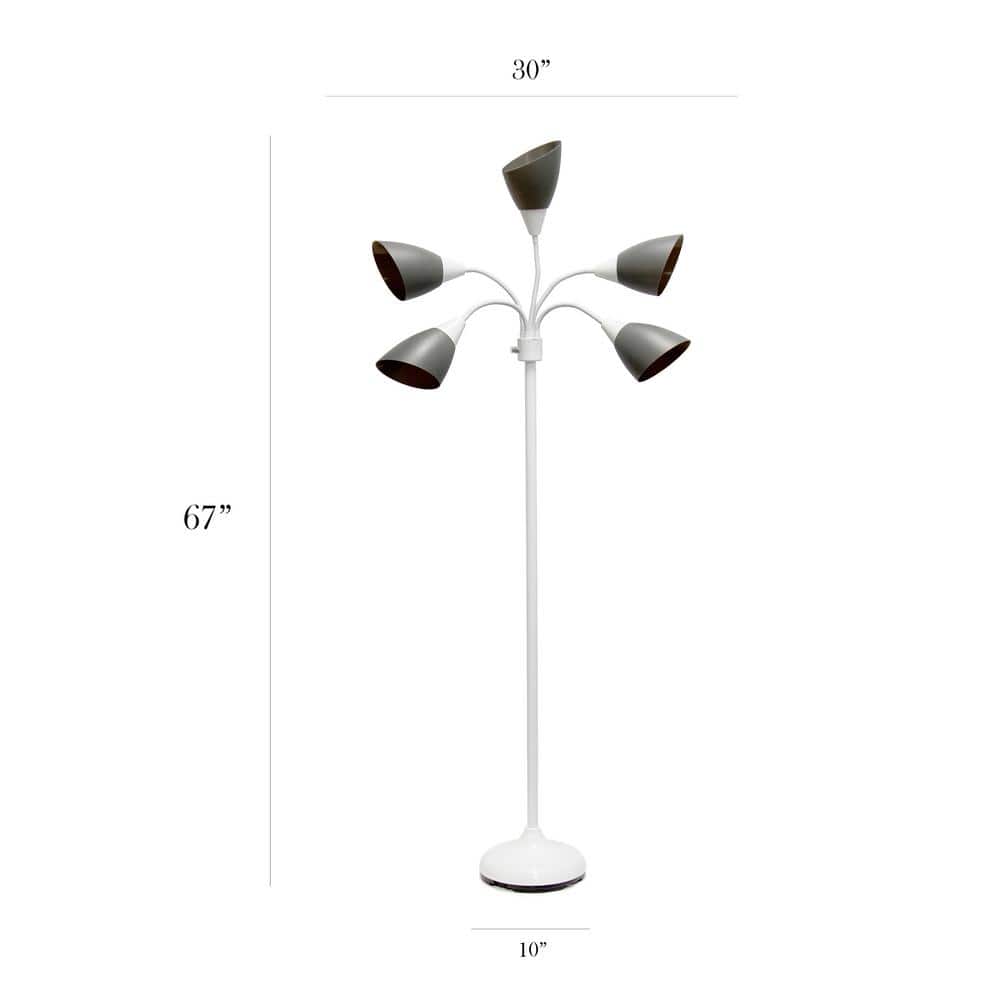Whimsical White 67" Adjustable Multi-Head Arc Floor Lamp for Kids