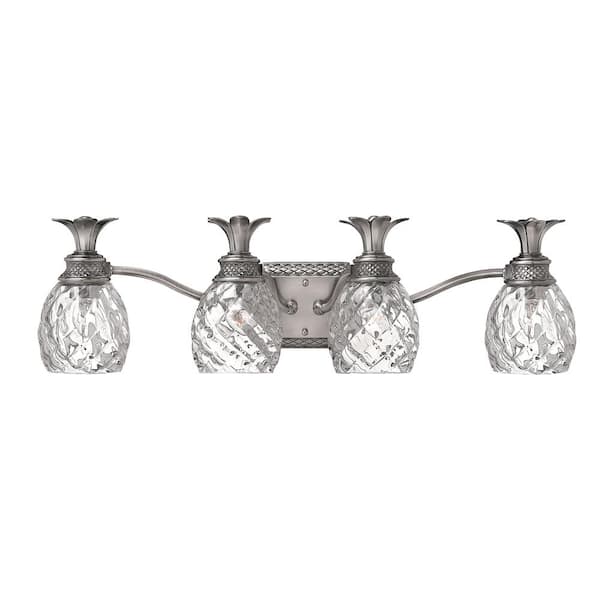 Plantation 29 in. 4 Light Polished Antique Nickel Vanity Light