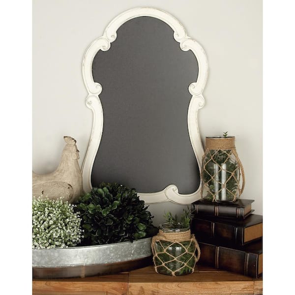 Litton Lane 20 in. x  31 in. Wood White Arched Sign Wall Decor with Chalkboard