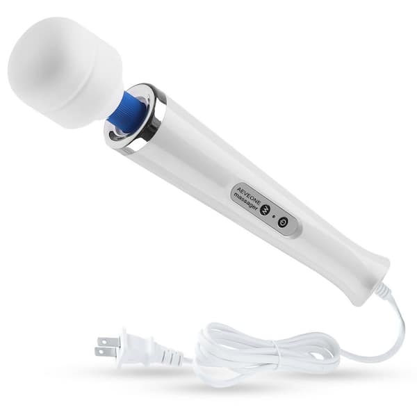 10-Speed Vibration Massage Wand, with Multiple Frequency Settings, in White Silicone Finish, Back Muscle Aches