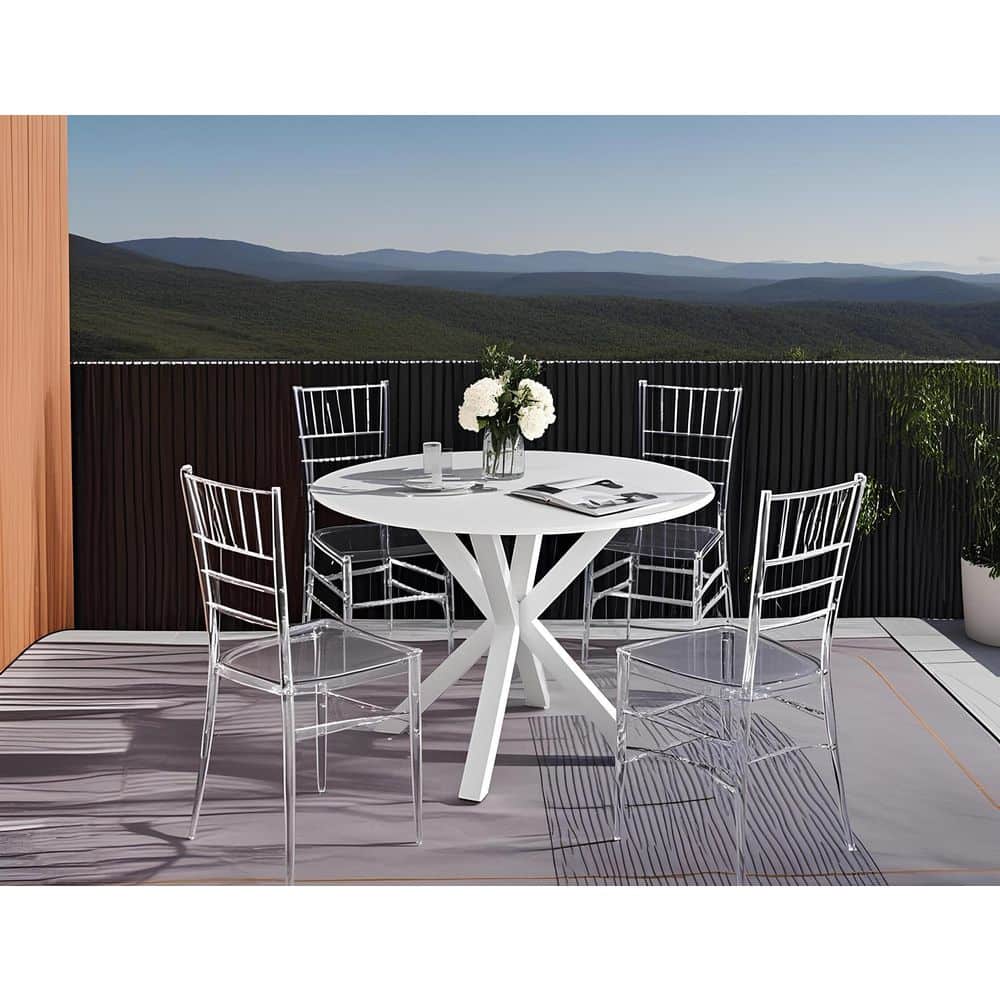 Transparent Plastic Welding Chair Outdoor Dining Chair (Set of 4)