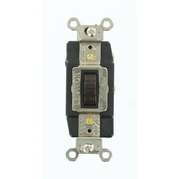 Leviton 15 Amp Industrial Grade Heavy Duty Single-Pole Double-Throw Center-Off Momentary Contact Toggle Switch, Brown
