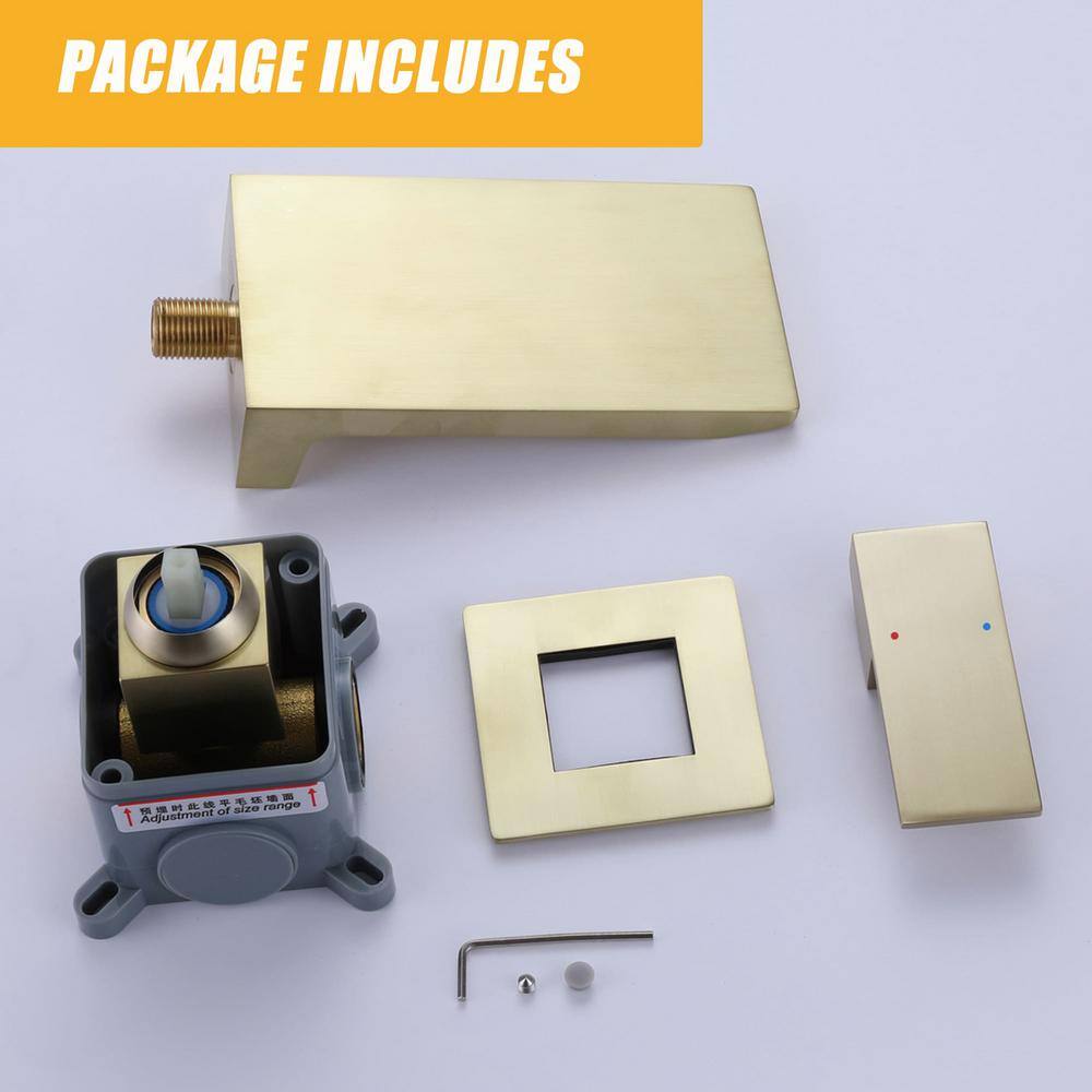 Brushed Gold Wall-Mounted Waterfall Bathroom Faucet