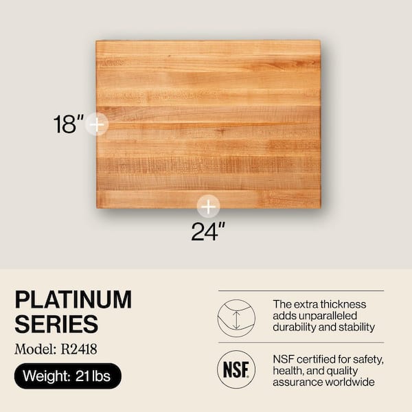 JOHN BOOS 24 in. x 18 in. Edge Grain Maple Wood Reversible