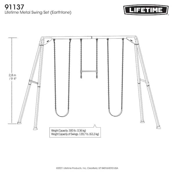 DIMENSIONS☆CHARTS&CHARMSキット Lifetime Kids 10 ft. Metal Swing Set 91137 - The Home Depot