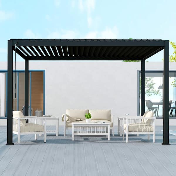 MIRADOR 111A 10 ft. x 13 ft. Charcoal Aluminum Modern Pergola 111A1013C ...