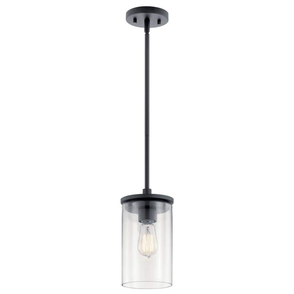 KICHLER Crosby 1-Light Black Contemporary Shaded Kitchen Mini Pendant ...