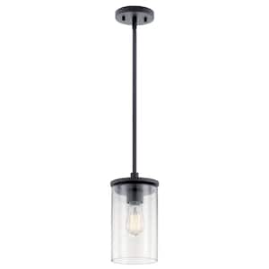 Crosby 1-Light Black Shaded Mini Pendant with Clear Glass Shade