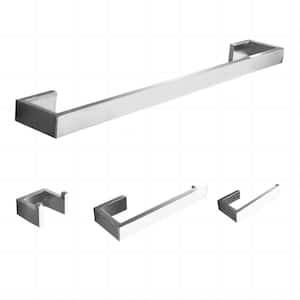 4-Piece Bath Hardware Set with Stainless Steel Included Mounting Hardware in Silver