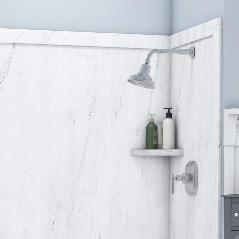 Oyster White Marble Finish Bathtub Surround Kit