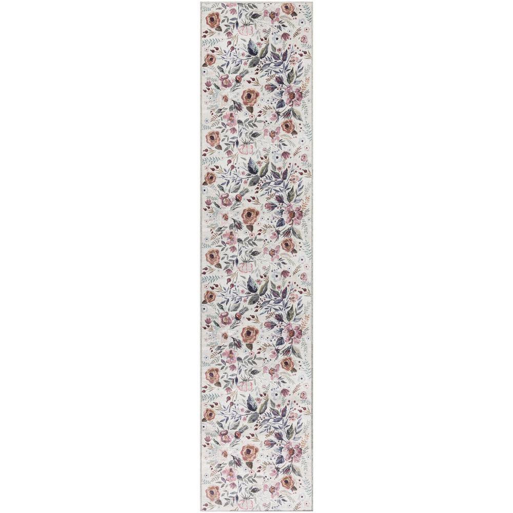 Nourison Home Nourison Washables Ivory Pink 2 Ft X 8 Ft Botanical Traditional Runner Area Rug 9706