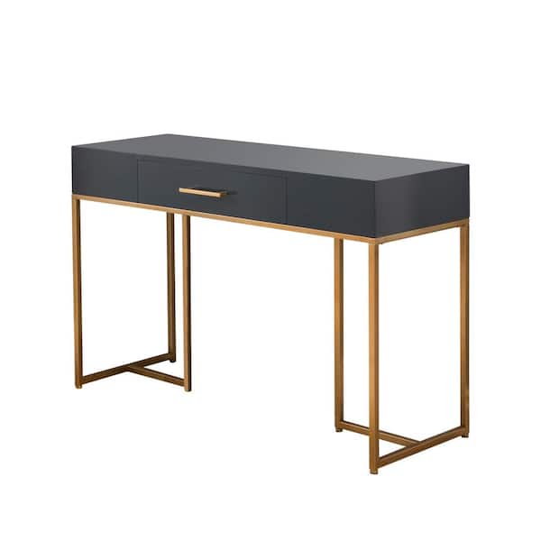 DEVON & CLAIRE 47 in. W Belmon Charcoal Grey Writing Desk