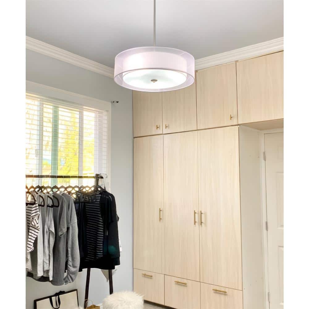 Elegant Brushed Nickel Double Drum Chandelier with Adjustable Height