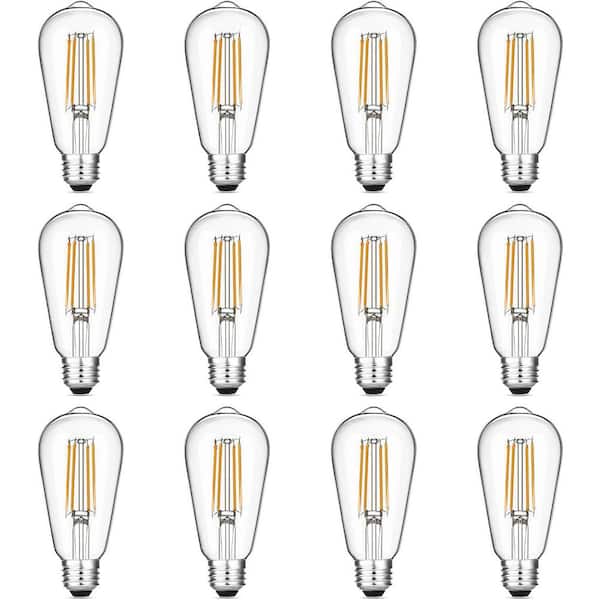 60-Watt Equivalent A50 Vintage LED Edison Bulbs Warm White 2700K (12-Pack)