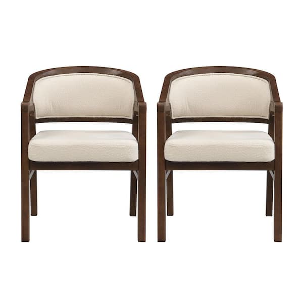 Ferris Beige+Walnut Polyester Upholstered Dining Chair (Set of 2)