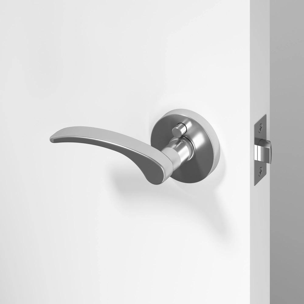 Brook Metal Chrome Privacy Bed/Bath Flat Door Handle with Push Button and Round Rosette price history on PriceWatchPro