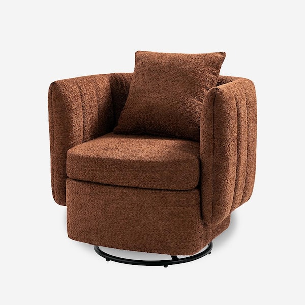 JAYDEN CREATION Nikolaus Rust 360° Swivel Barrel Chair with Pillow
