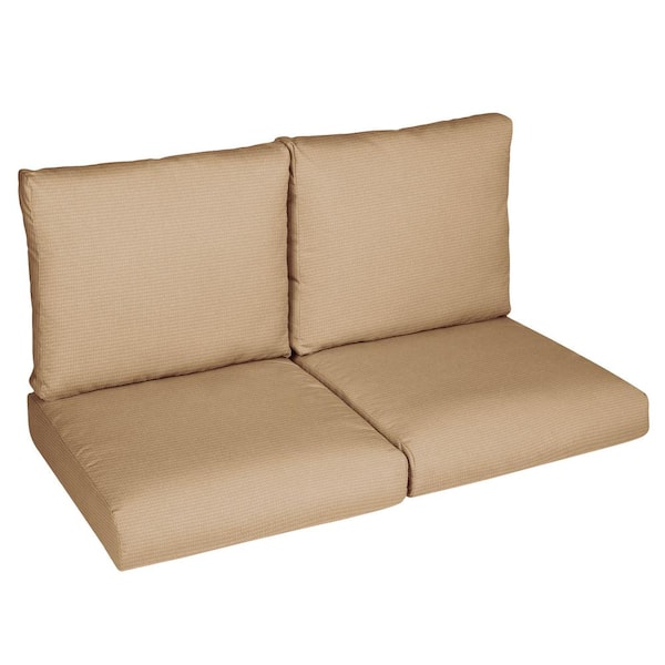 SORRA HOME 22.5 x 22.5 x 5 (4-Piece) Deep Seating Outdoor Loveseat Cushion in ETC Fawn