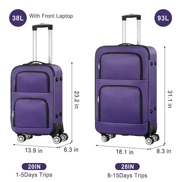 Elite Luggage Whitfield 5 Piece Softside Lightweight Rolling Luggage Set (Navy)
