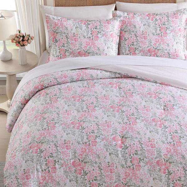 新品　LAURA ASHLEY 花柄ピンク　クイックシーツS&枕カバーセット Laura Ashley Pink Breezy Floral Quilt Set : Target