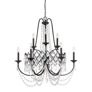 Ravina 3-Light Vintage Bronze Chandelier with Faceted Crystal Accents Shades For Dining Rooms