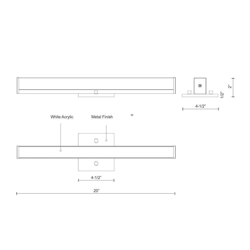 Slim Chrome LED Vanity Light Bar with Dimmable White Acrylic