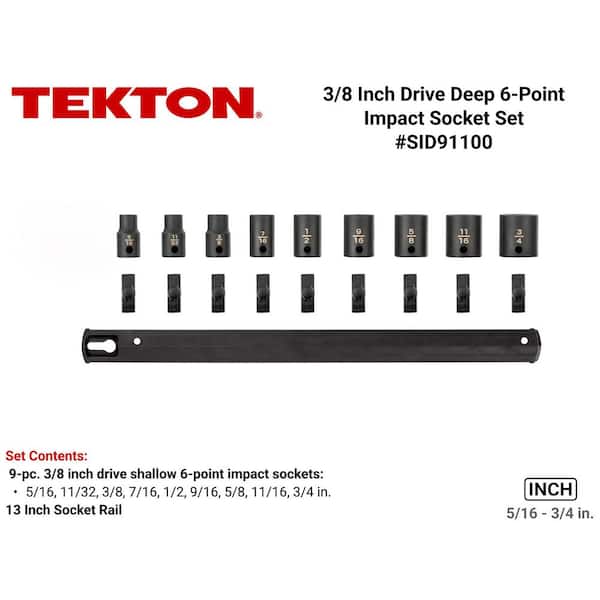 3/8 in. Drive 5/16 in-3/4 in. 6-Point Impact Socket Set (9-Piece)