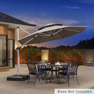 11 ft. Octagon All-aluminum 360° Rotation Silvery Color Cantilever Outdoor Patio Umbrella in Gray