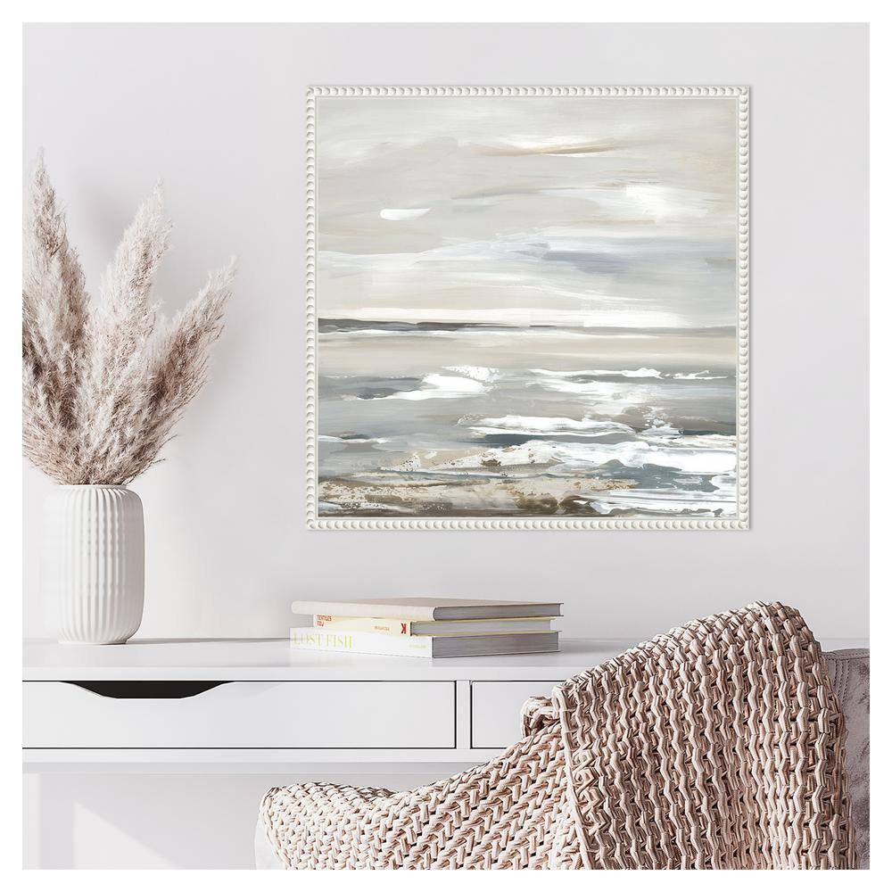 Oceanic Dreams Abstract Coastal Canvas Art with White Floater Frame