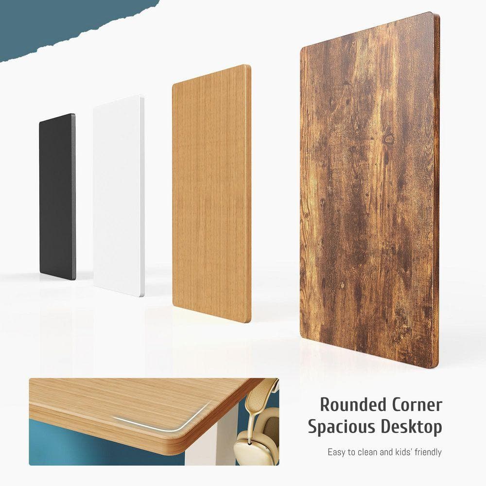 WONDER COMFORT . Electric Oak Adjustable Height Rising Standing Desk with Splice Board, 2 Hook and Wire Hole