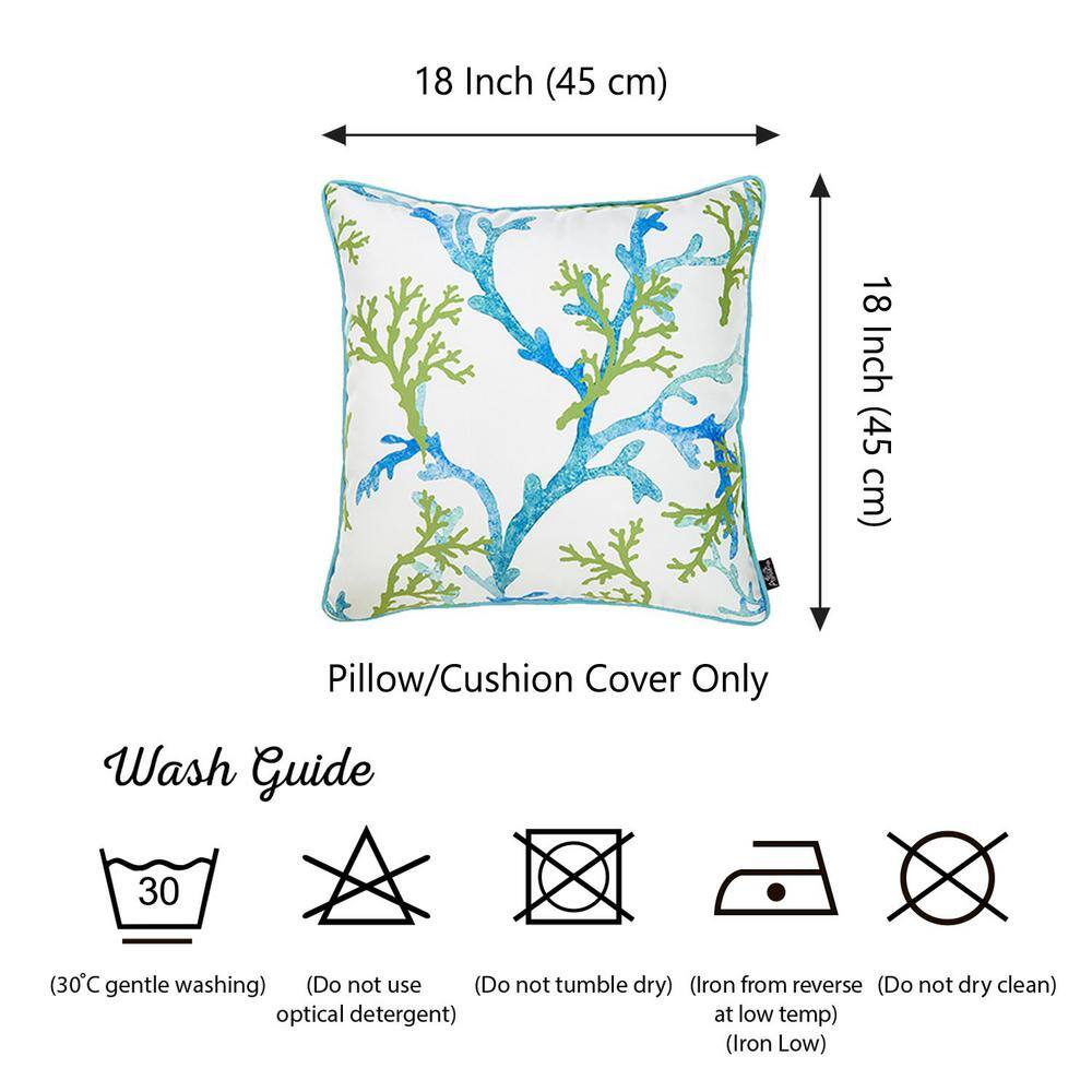 Nautical Blue and Green Coral 18" x 18" Pillow Cover