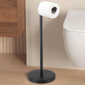 Bathroom Freestanding Toilet Paper Holder Tissue Roll Holder Floor Stand in Matte Black