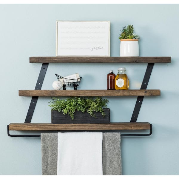 Style Selections Driftwood 2-Tier Metal Wall Mount Bathroom Shelf