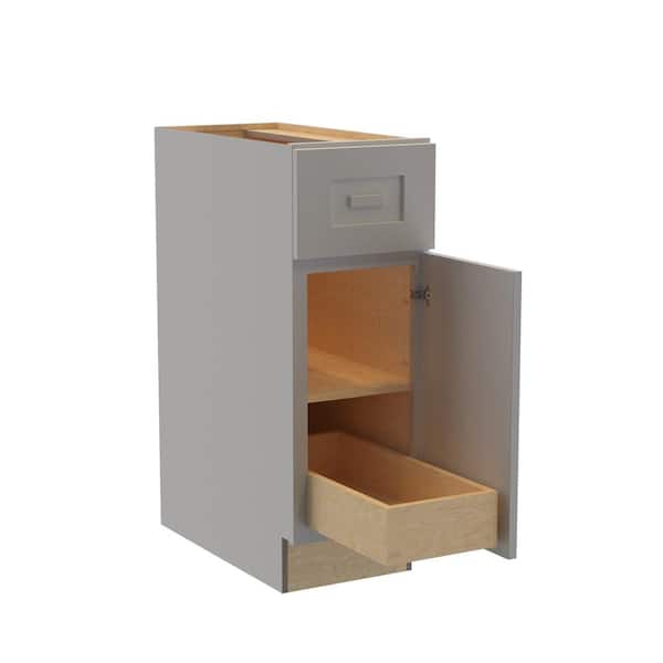 Home Decorators Collection Grayson 12 in. W x 24 in. D x 34.5 in. H Assembled Plywood Base Kitchen Cabinet in Pearl Gray with 1ROT Soft Close RH