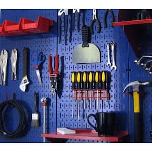 32 in. x 32 in. Overall Size Blue Metal Pegboard Pack with Two 32 in. x 16 in. Pegboards