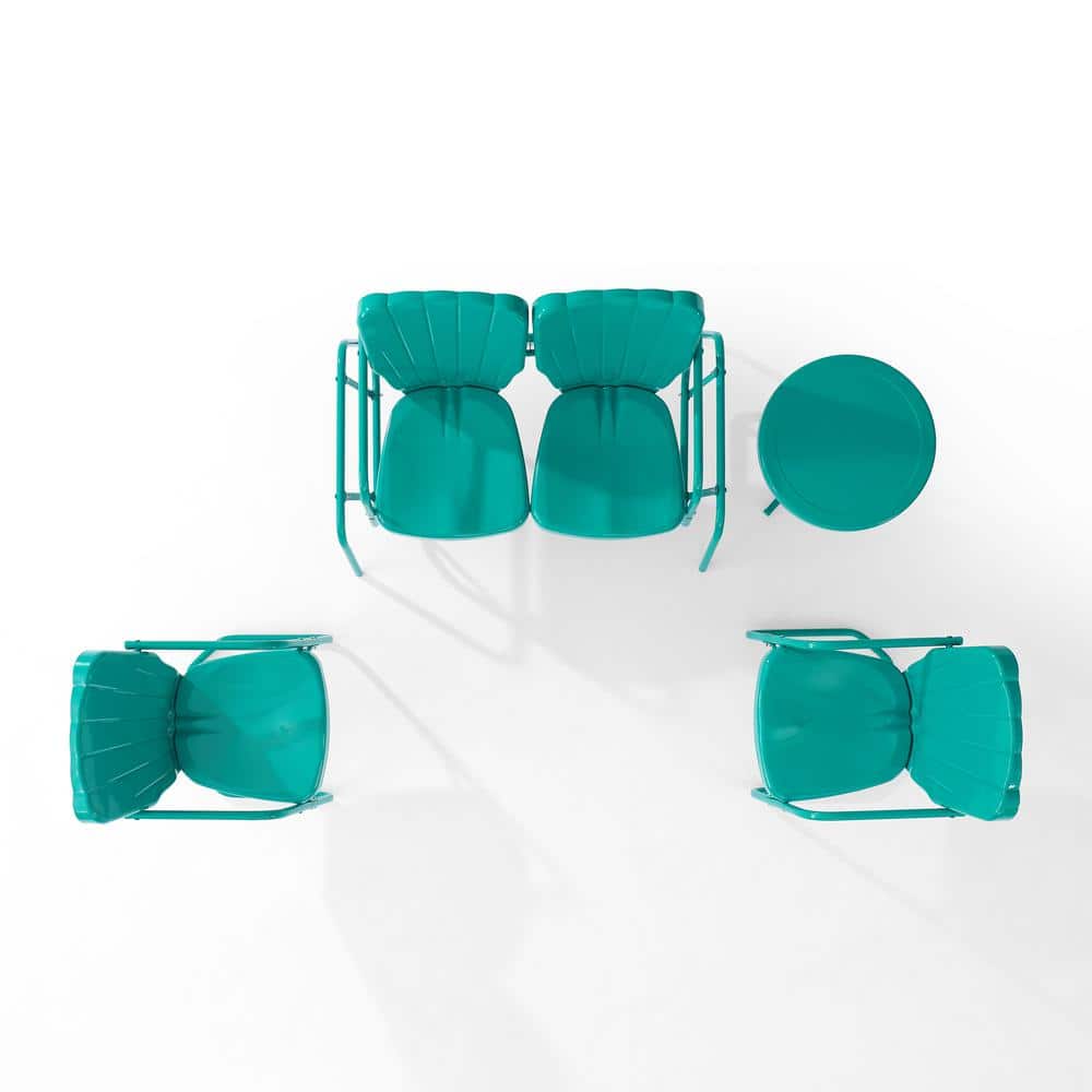 Ridgeland Turquoise Gloss 4-Piece Outdoor Metal Conversation Set