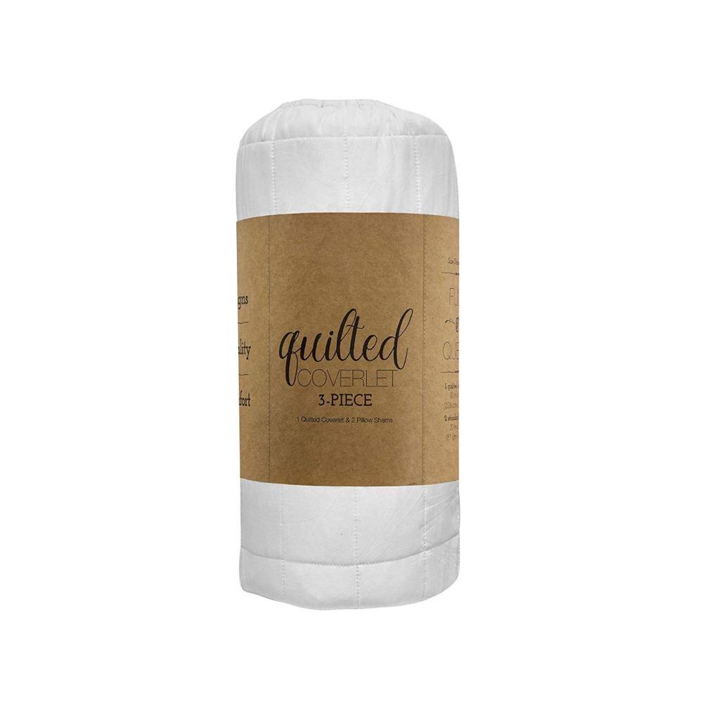White Twin Microfiber Quilt Set with Pillow Sham