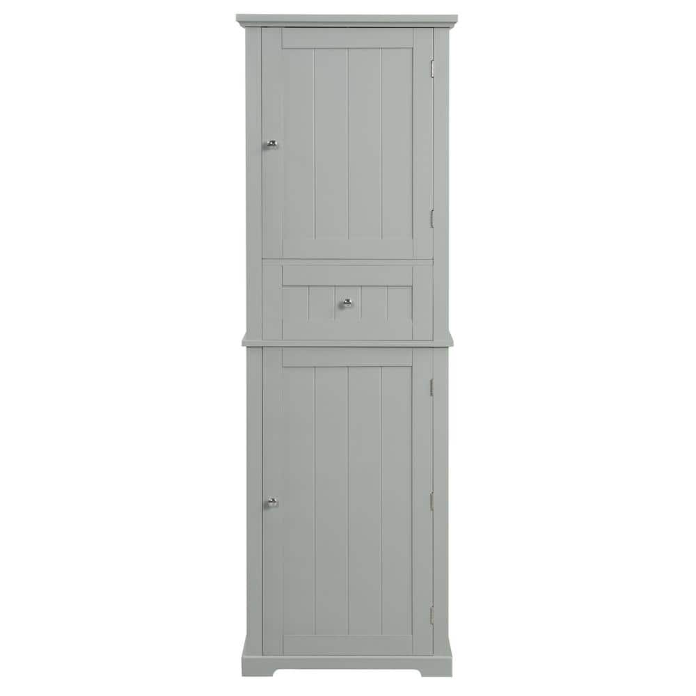 22 in. W x 11 in. D x 67.3 in. H Bathroom Storage Cabinet with Drawer and Adjustable Shelf, Gray