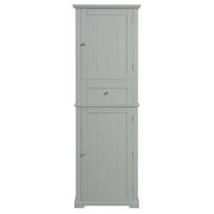 22 in. W x 11 in. D x 67.3 in. H Bathroom Storage Cabinet with Drawer and Adjustable Shelf, Gray