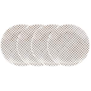 Khaki Hammock 6-1/2 in. Khaki Porcelain Dots Coupe Appetizer Plates (Set of 4)